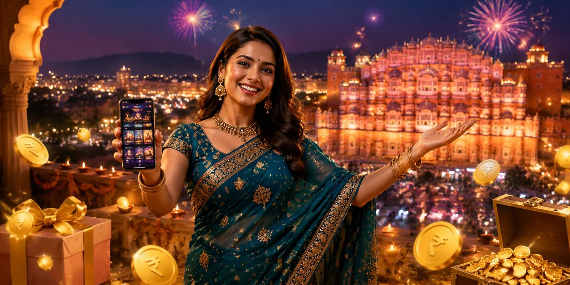 Jaipur Hawa Mahal with bright gaming atmosphere